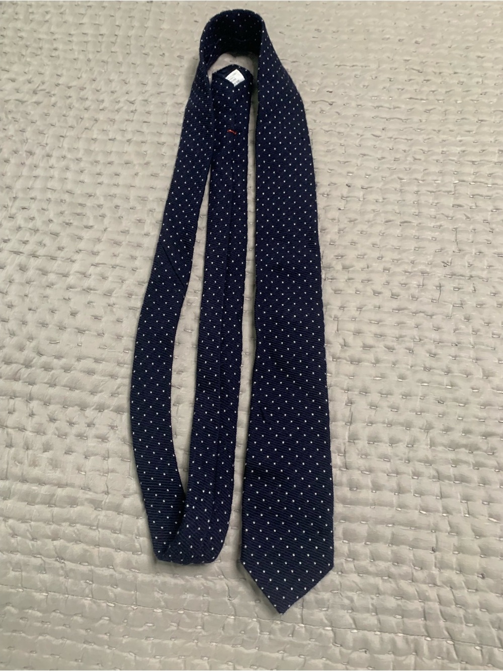 J. Crew Navy Tie with Small White Dot Pattern